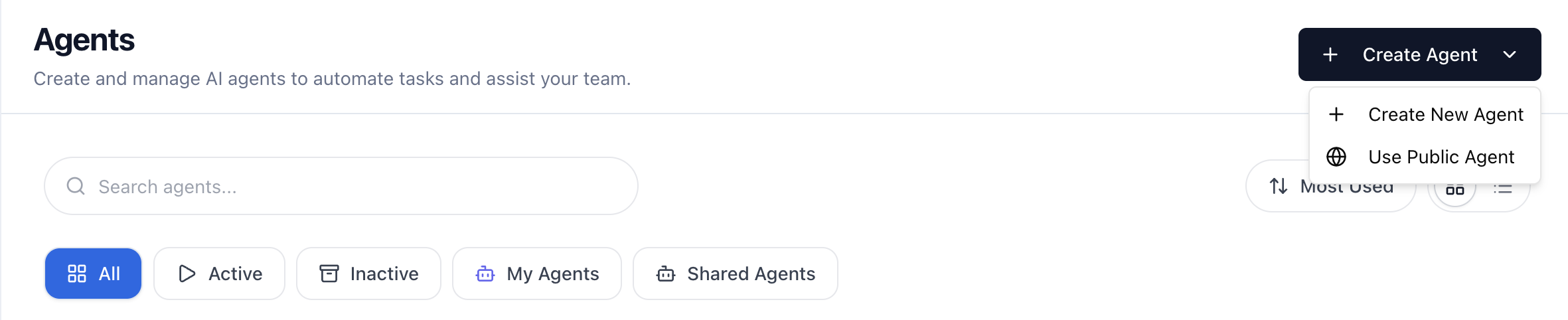 Click Create Agent button