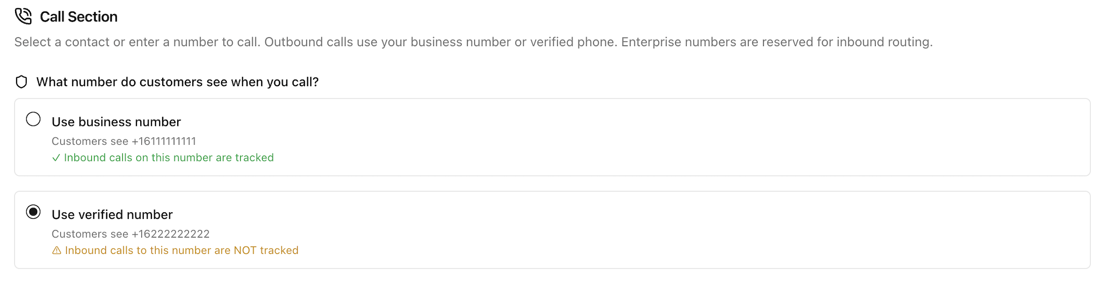 Choosing caller ID