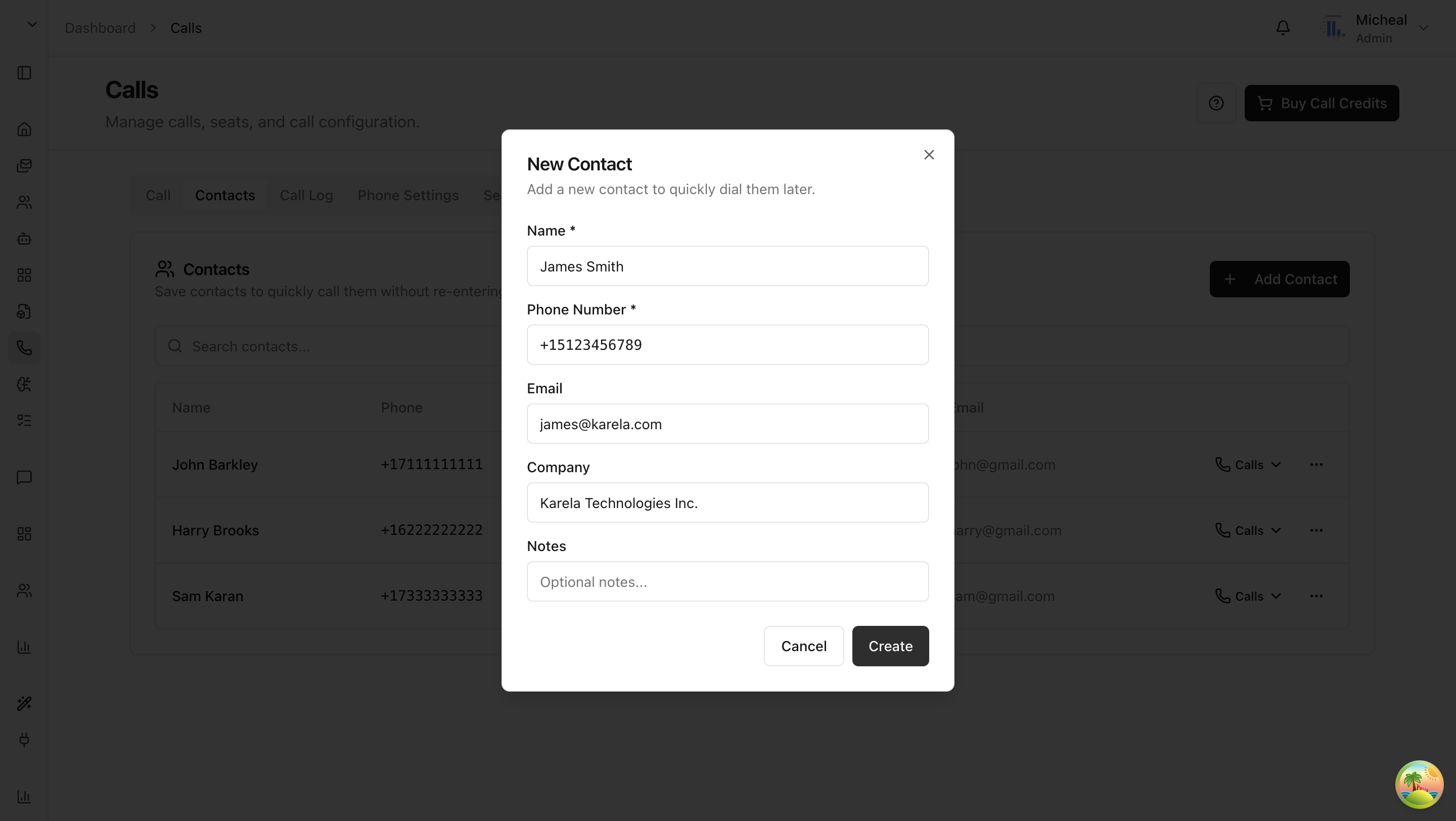 Create contact form
