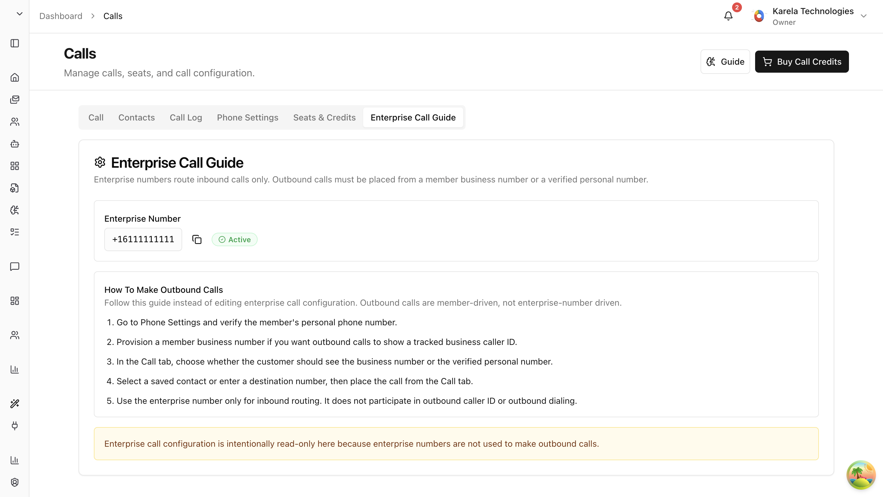 Enterprise call configuration