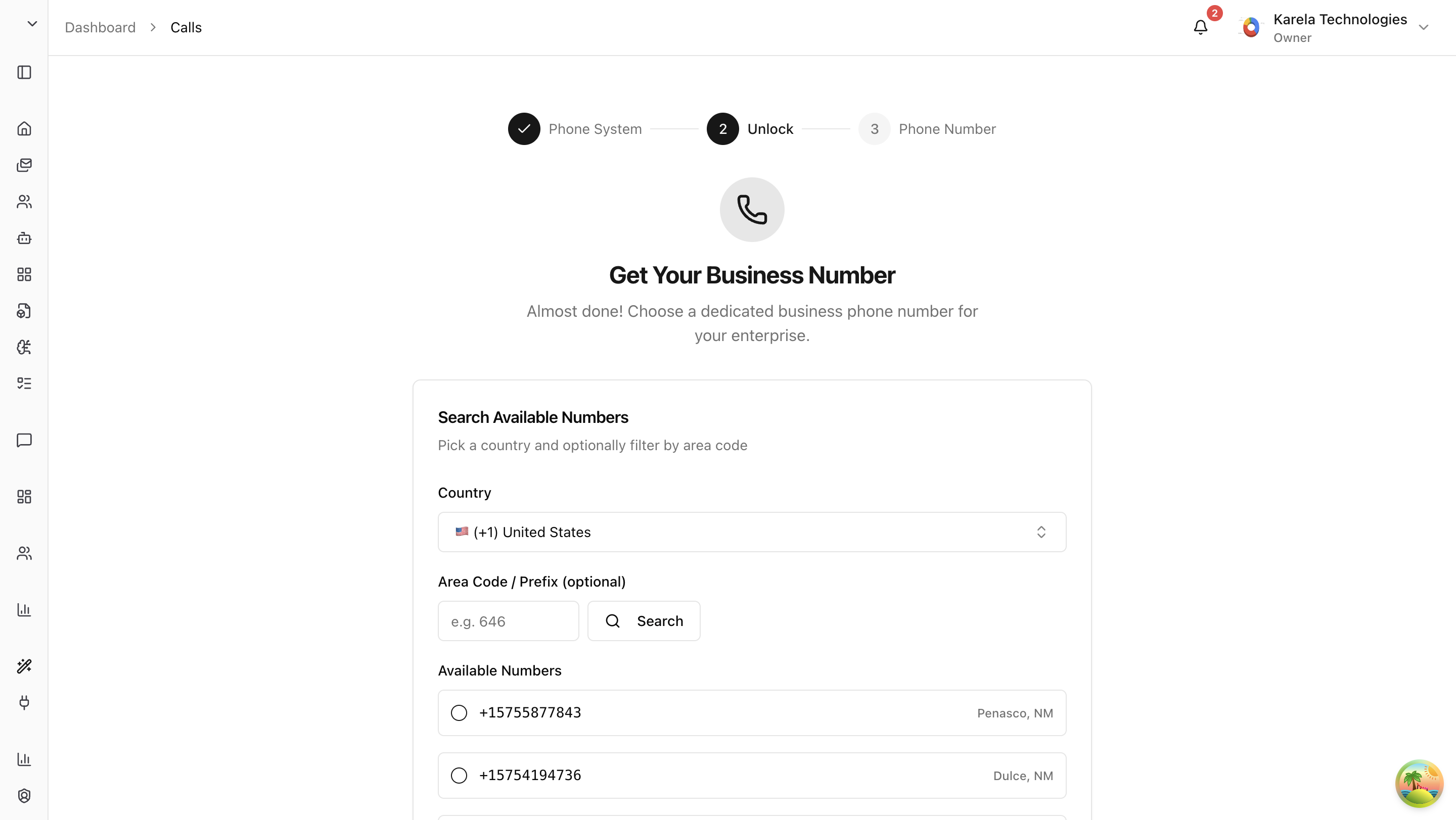 Provision enterprise number