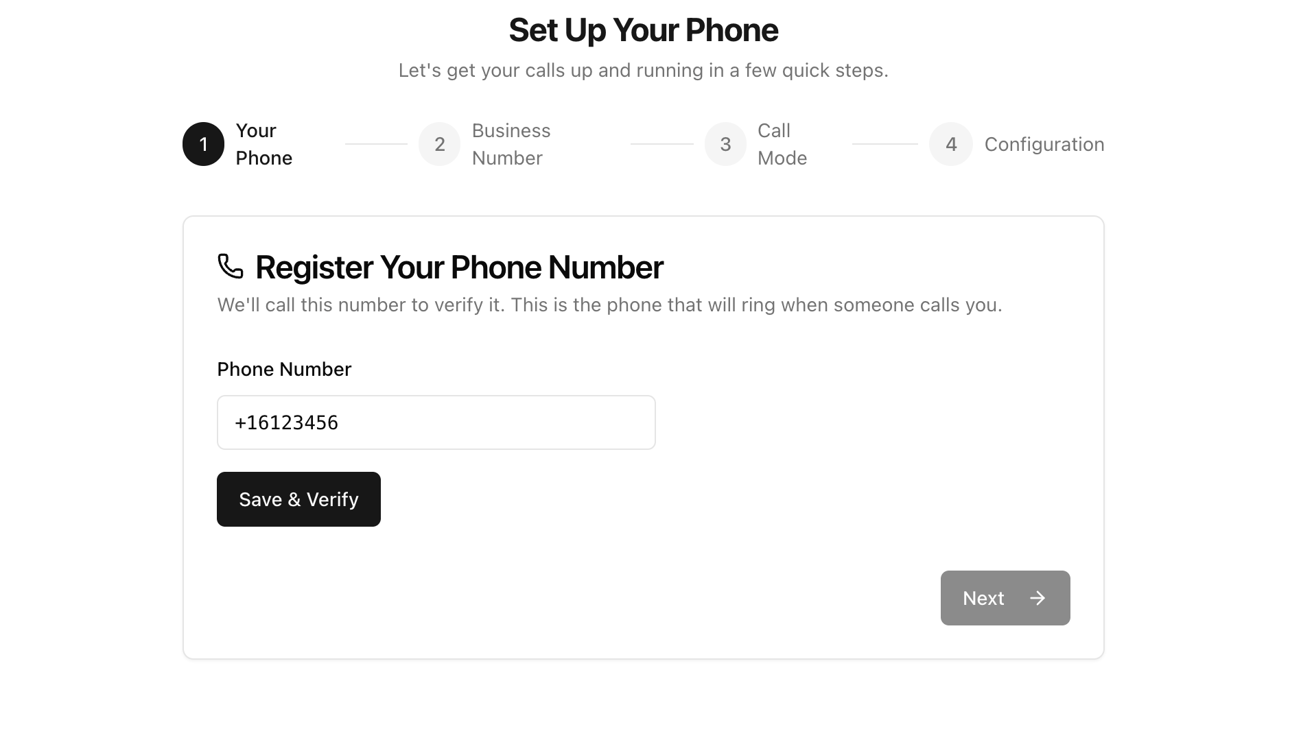 Verify personal phone