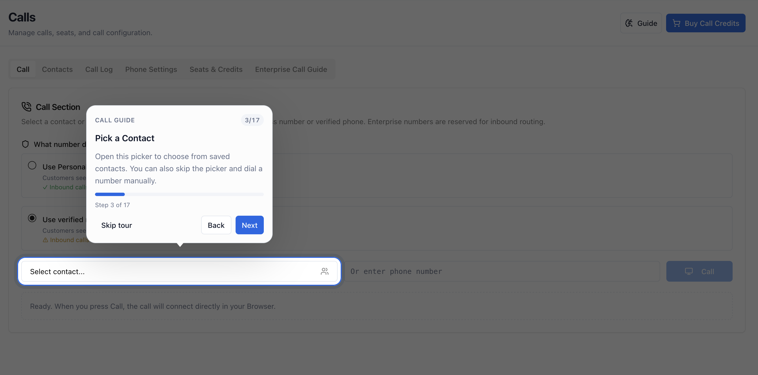 The Arkios AI call center dialer running in the browser with live call controls and contact context on screen