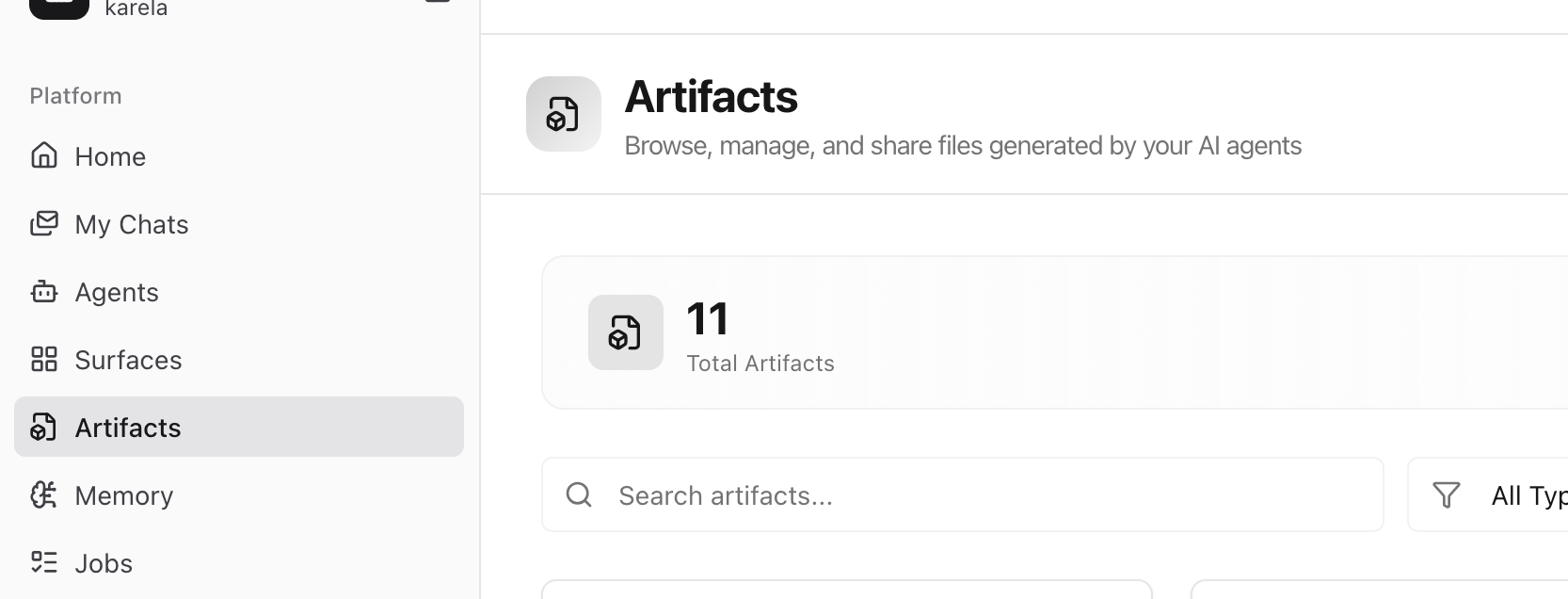Open Artifacts and see the saved presentation artifact