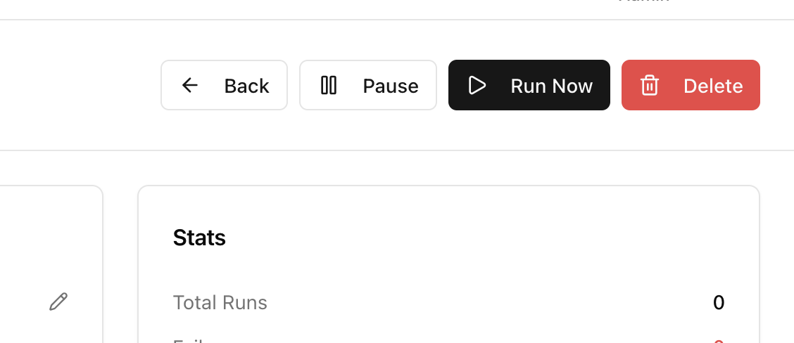 Run now, pause, or resume a job