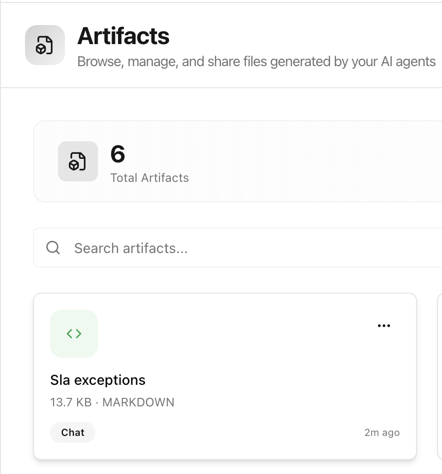 Saved response visible in Artifacts