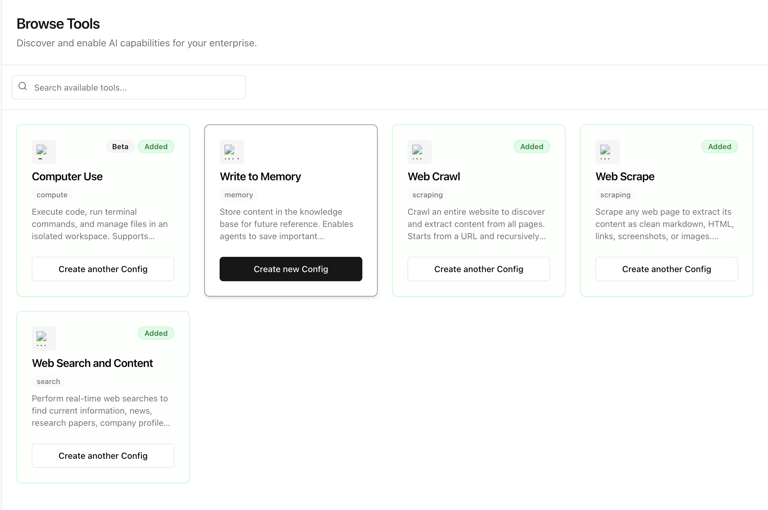 Write to Memory in Platform Catalog