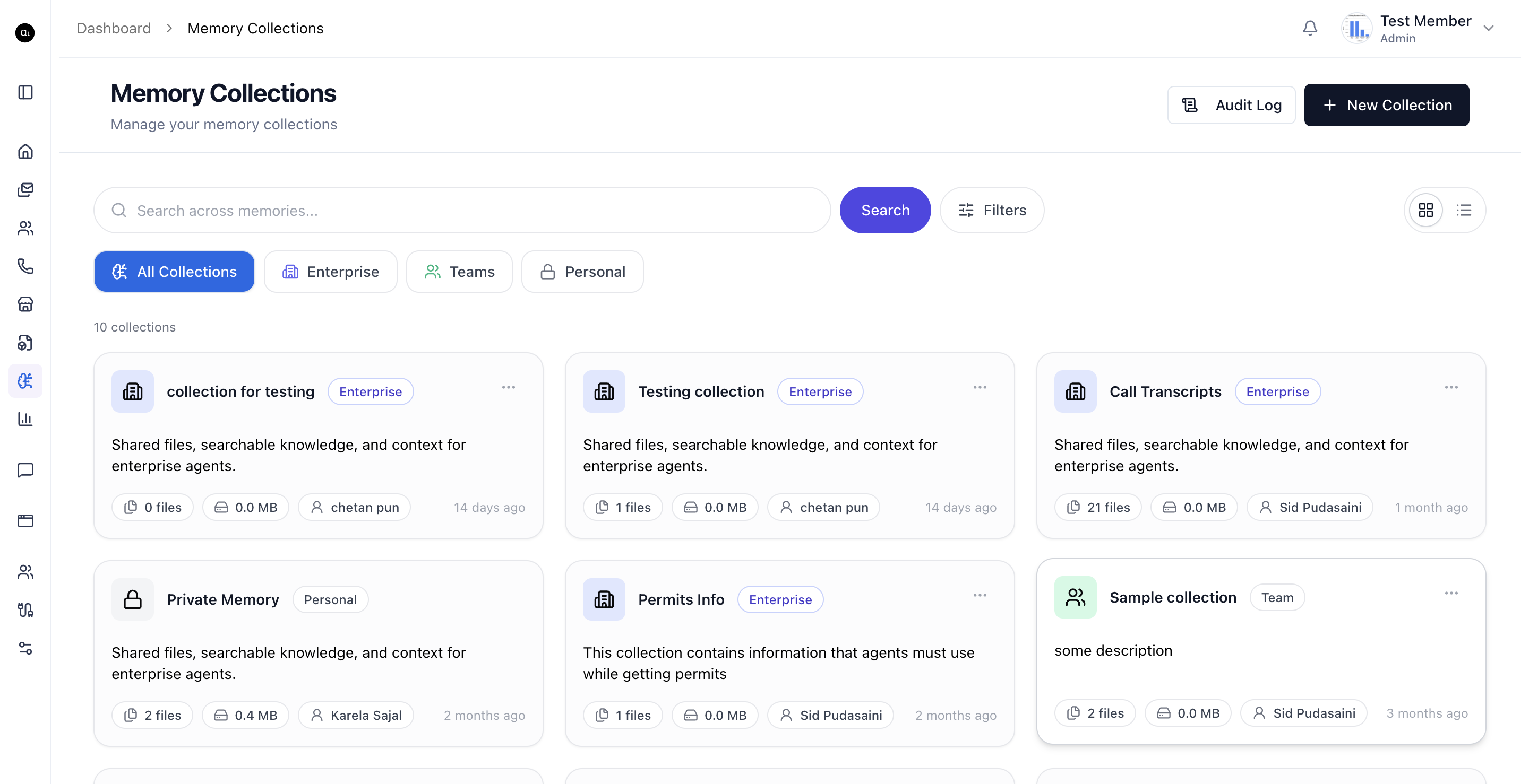 Memory Collections page